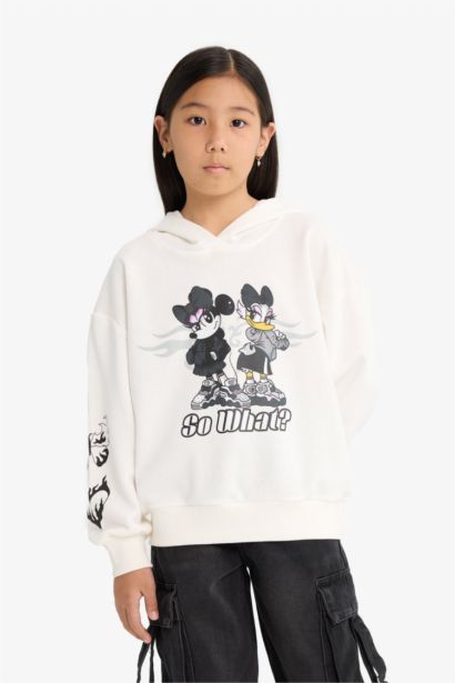 Girl Disney Mickey & Minnie Oversize Fit Hooded Sweatshirt