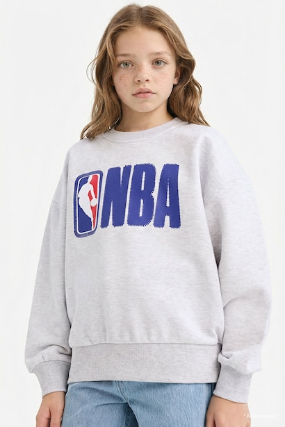NBA Oversize Geniş Kalıp Bisiklet Yaka Sweatshirt Kız Çocuk