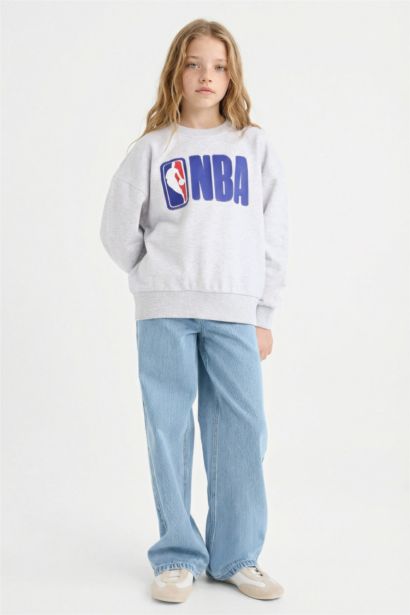 NBA Oversize Geniş Kalıp Bisiklet Yaka Sweatshirt Kız Çocuk