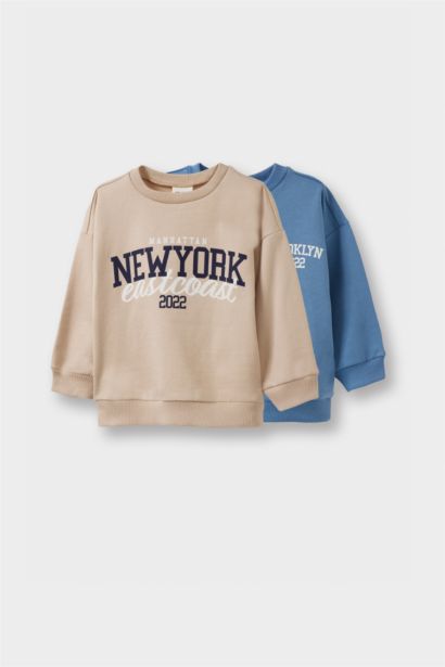 Baby Boy Crew Neck Printed 2 Piece Sweatshirt