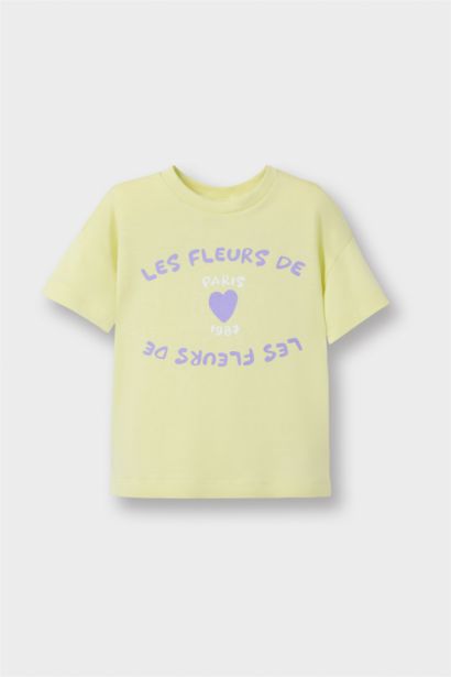 Girl Crew Neck Printed Short Sleeve T-Shirt