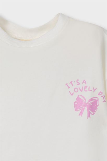 Bisiklet Yaka Baskılı Kısa Kollu Tişört Kız Bebek