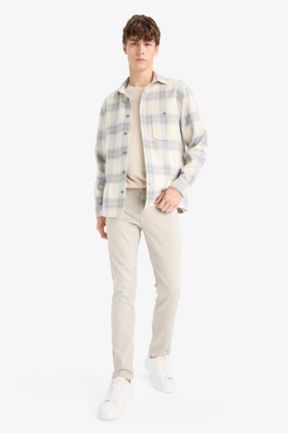 قميص بولو ردن طويل فلانيل قصة عادية