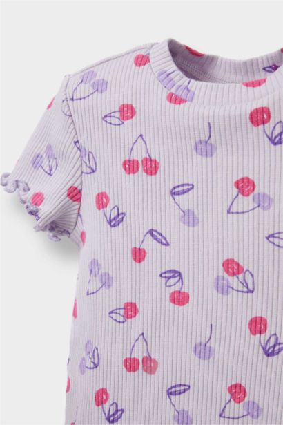 Ensemble T-shirt et Legging côtelés à motifs pour bébé fille