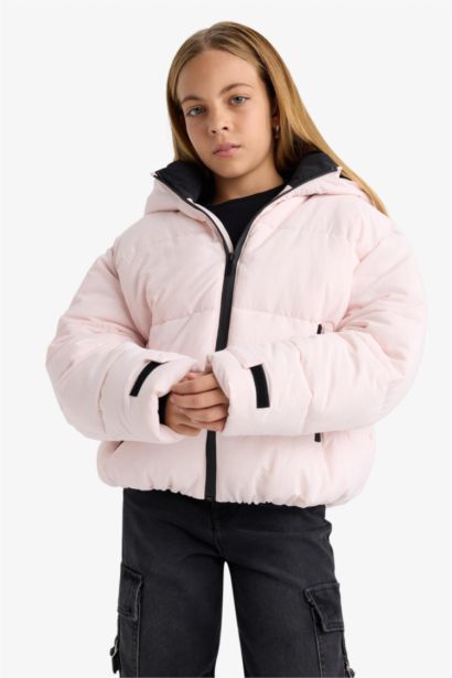 Girl Waterproof Hooded Puffer Ski Jacket