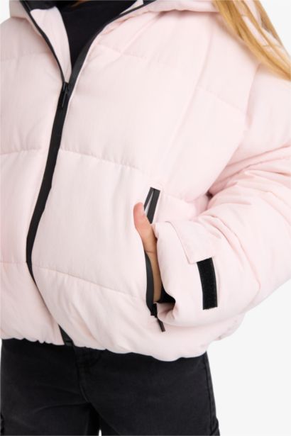 Girl Waterproof Hooded Puffer Ski Jacket