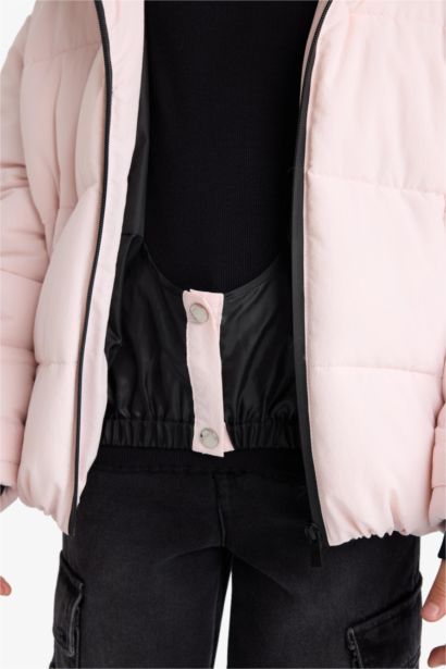 Girl Waterproof Hooded Puffer Ski Jacket