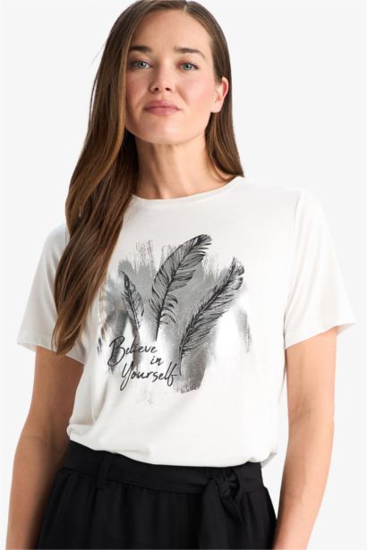 Regular Fit Crew Neck Printed Short Sleeve T-Shirt