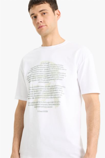 %100 Pamuk Boxy Fit Bisiklet Yaka Kısa Kollu Tişört