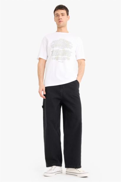 %100 Pamuk Boxy Fit Bisiklet Yaka Kısa Kollu Tişört