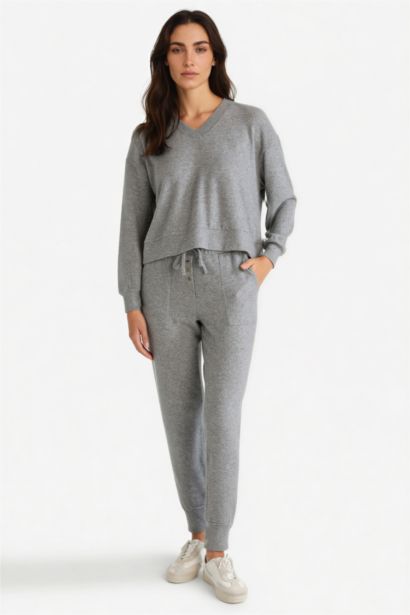Fall in Love Regular Fit Velour Top Bottoms 2 Piece Pajama Set