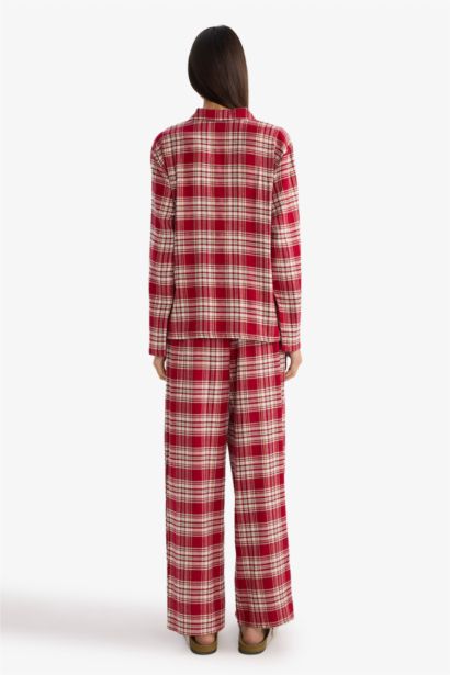 Regular Fit Uzun Boy Flanel Kareli Pijama Altı
