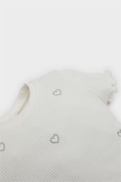 T-shirt à motif coeur Col rond et manches courtes pour bébé fille
