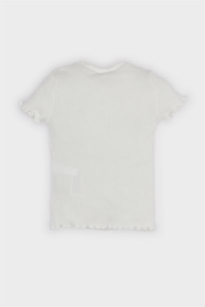 T-shirt à motif coeur Col rond et manches courtes pour bébé fille