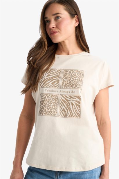 Regular Fit Crew Neck Ethnic Patterned T-Shirt