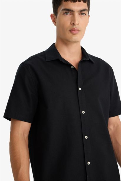 قميص نص كم قطن قصة عادية بياقة بولو