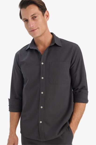 поло жаға мақта Ұзын жеңді көйлек