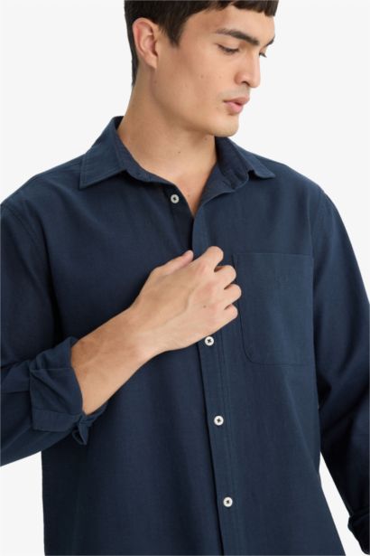 поло жаға мақта Ұзын жеңді көйлек