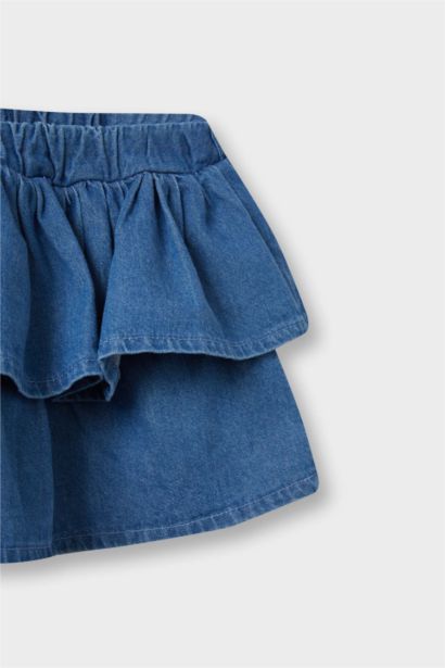 Girl Elastic Waist Denim Skirt