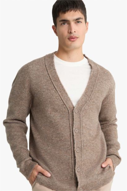 Relax Fit V-Neck Button Down Knit Cardigan