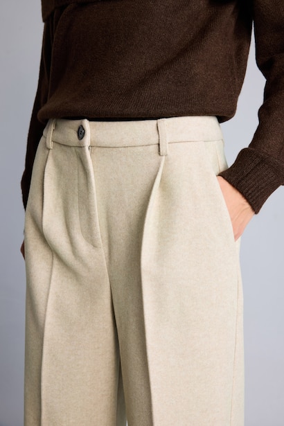Pantalon en flanelle à taille haute et jambe large Coupe wide leg
