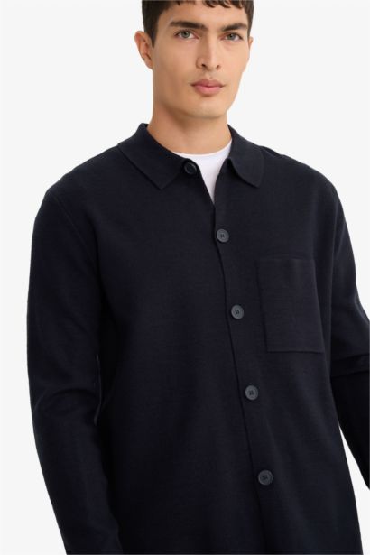 Standard Fit Polo Collar Knitwear Cardigan