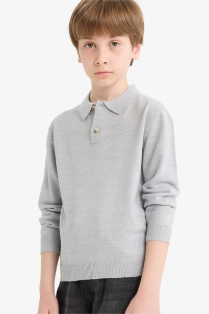 Boy Regular Fit Polo Collar Pullover
