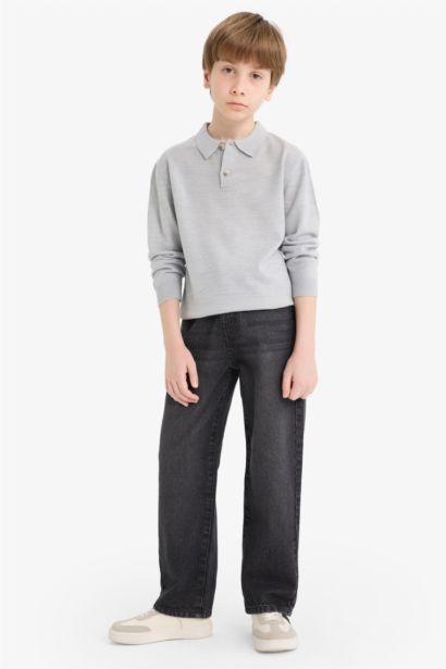 Boy Regular Fit Polo Collar Pullover