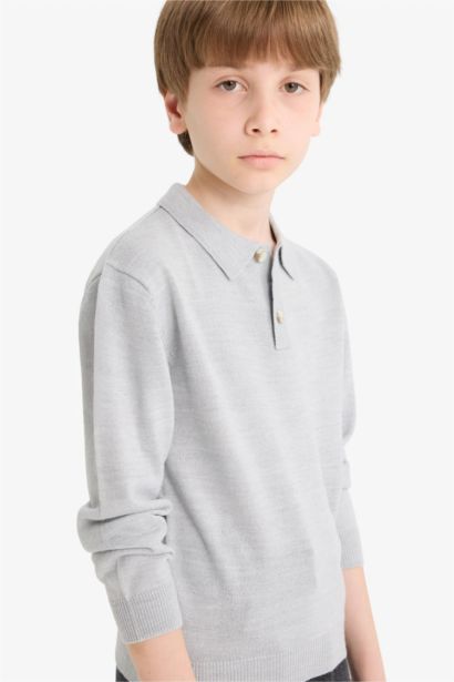 Boy Regular Fit Polo Collar Pullover