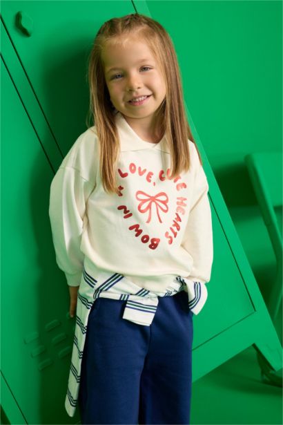 Baby Girl Printed Sweatshirt Sweatpants Soft Lining 2 Piece Set