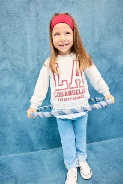 Sweatshirt imprimé à col rond pour bébé fille