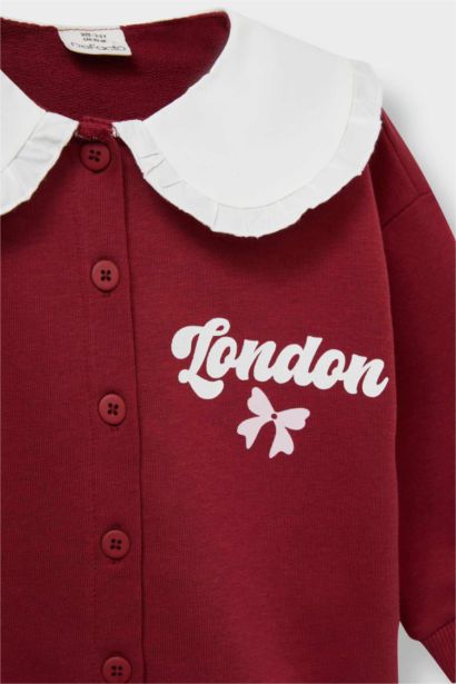 Baby Girl Large Collar Printed Cardigan