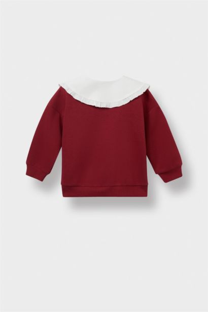 Baby Girl Large Collar Printed Cardigan