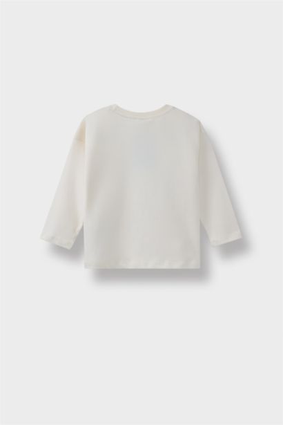 Girl Crew Neck Bear Printed Long Sleeve T-Shirt