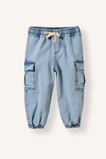 Jean jogger à taille élastique et poches cargo pour bébé garçon