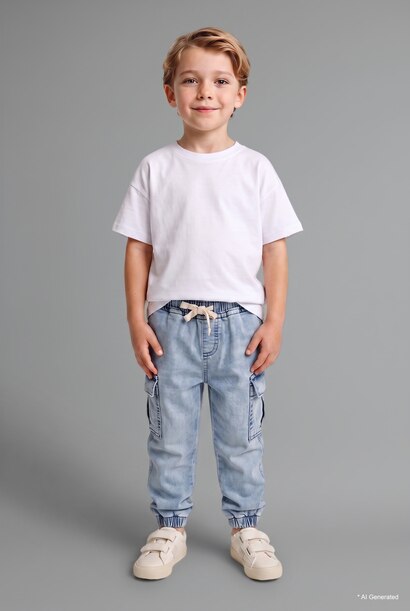 Baby Boy Elastic Waist Cargo Pocket Jogger Jeans