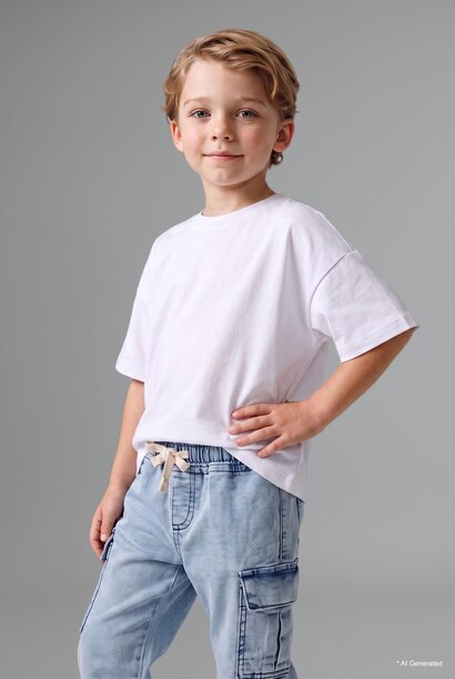 Baby Boy Elastic Waist Cargo Pocket Jogger Jeans
