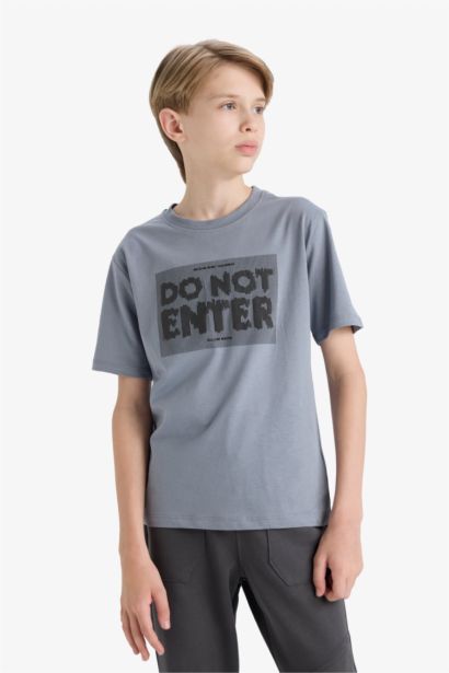 تيشيرت ولادي نص ردن مطبوع قصة عادية