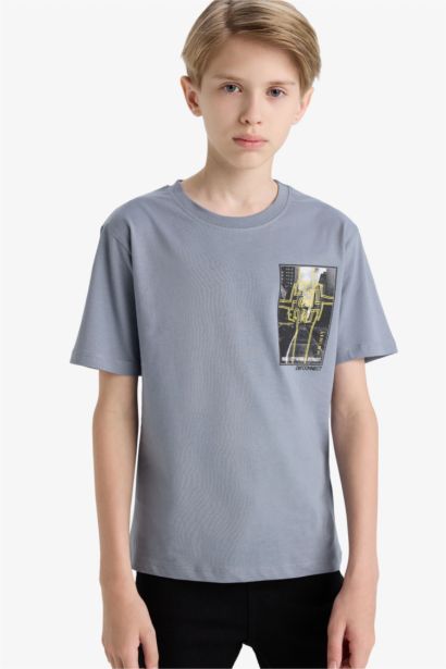 Boy Crew Neck Short Sleeve Back Printed T-Shirt