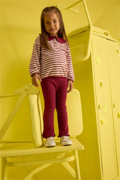 طقم بيبي بناتي تيشيرت مخطط وليجن - قطعتين