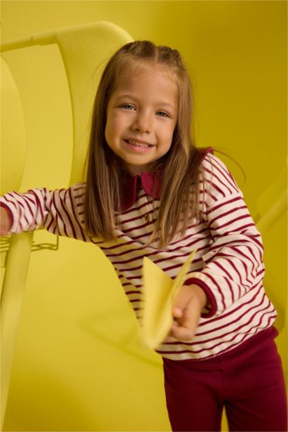 طقم بيبي بناتي تيشيرت مخطط وليجن - قطعتين