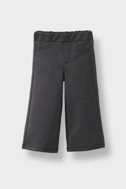 بنطلون بناتي مظهر جينز وايد ليج برجل واسع