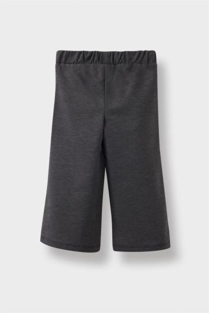 بنطلون بناتي مظهر جينز وايد ليج برجل واسع