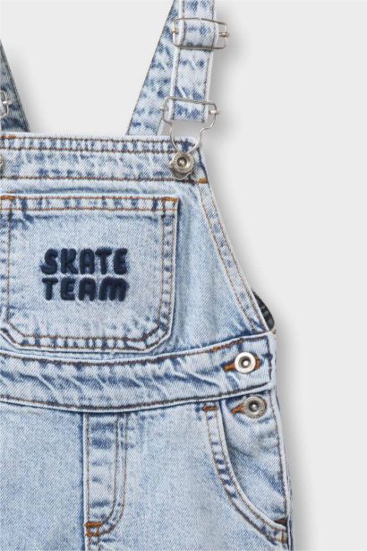 Baby Boy Label Printed Denim Jumpsuit