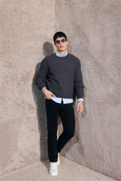 Regular Fıt Fitilli Kadife Pantolon