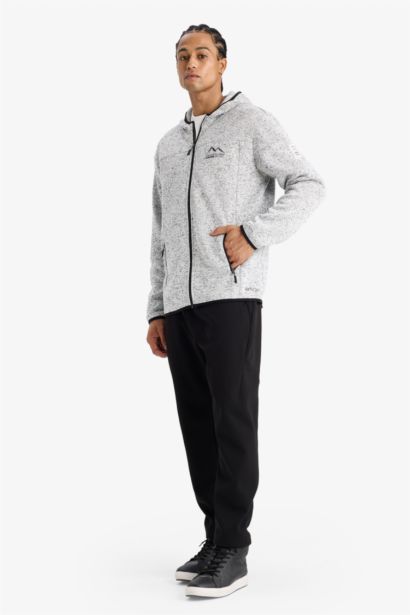 Standard Fit Zippered Fleece Soft Lining Cardigan