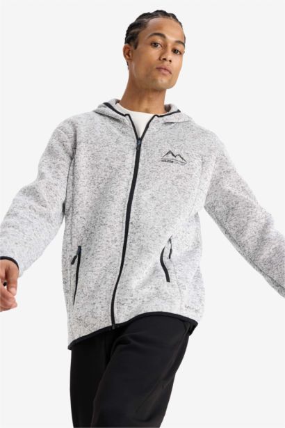 Standard Fit Zippered Fleece Soft Lining Cardigan