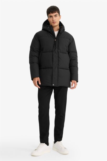 قمصلة نفخ طويل قصة عادية بغطاء للرأس مقاوم للماء