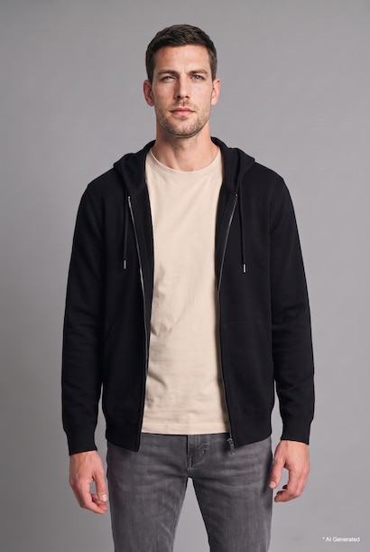 Relaxed Fit Zip-Up Hoodie
