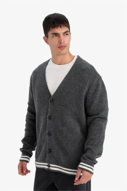 Cardigan en tricot à col V Coupe décontractée